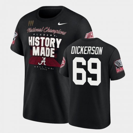 #69 Landon Dickerson 2020 National Champions Alabama College Football Playoff Men\'s Black T-Shirt 715158-919