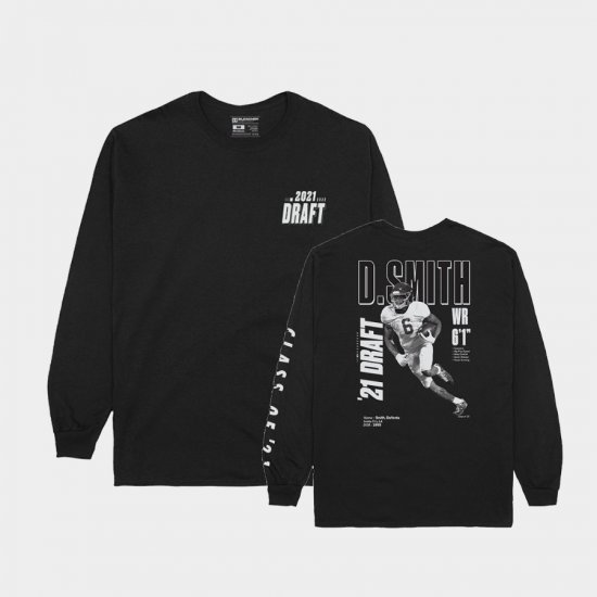 DeVonta Smith 2021 NFL Draft Bama Player Graphic Long Sleeve Mens Black T-Shirts 997189-828