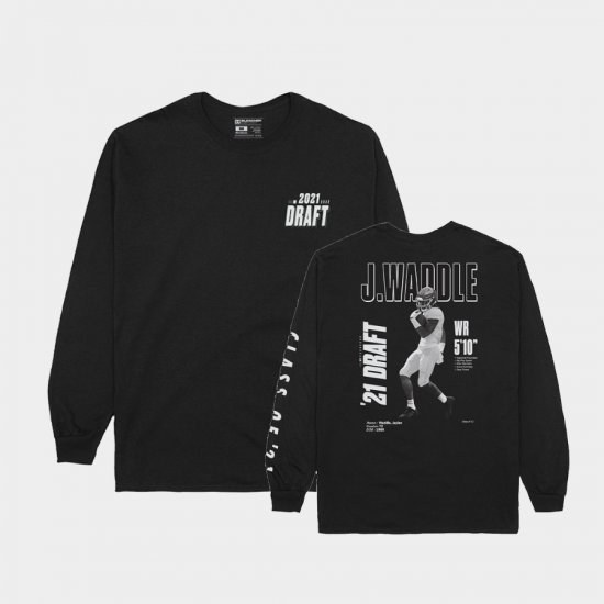 Jaylen Waddle 2021 NFL Draft Alabama Player Graphic Long Sleeve Men\'s Black T-Shirt 792388-685