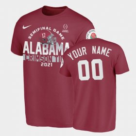 #00 Custom 2021 Rose Bowl Bama Mens Crimson T-Shirt 472631-236