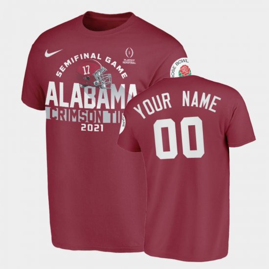 #00 Custom 2021 Rose Bowl Bama Mens Crimson T-Shirt 472631-236