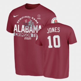 #10 Mac Jones 2021 Rose Bowl Alabama Crimson Tide Mens Crimson T-Shirt 459433-993