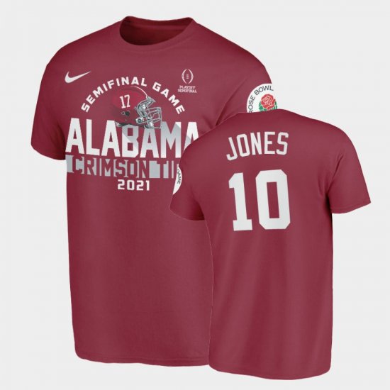 #10 Mac Jones 2021 Rose Bowl Alabama Crimson Tide Mens Crimson T-Shirt 459433-993