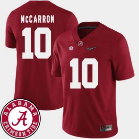 #10 AJ McCarron College Football University of Alabama 2018 SEC Patch Men's Crimson Jersey 546633-352