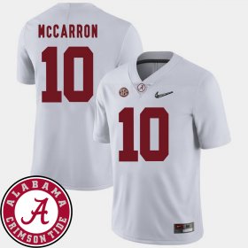 #10 AJ McCarron College Football University of Alabama 2018 SEC Patch Men White Jersey 434506-517