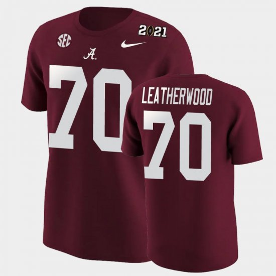 #70 Alex Leatherwood 2020 National Champions Bama Mens Crimson T-Shirt 257425-462