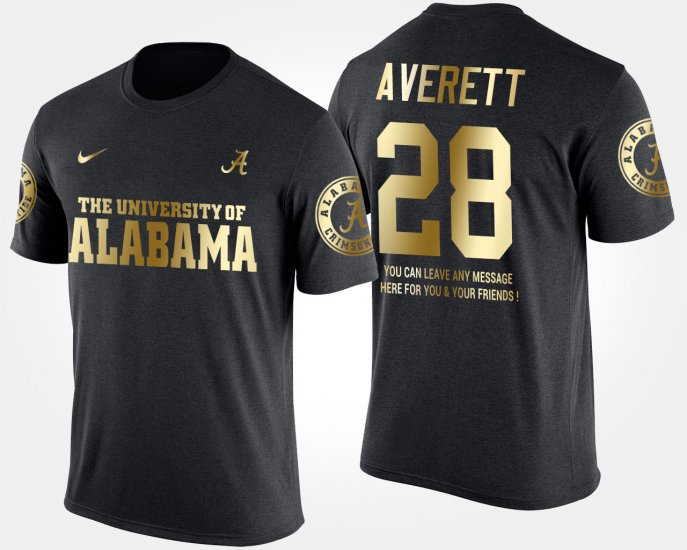 #28 Anthony Averett Gold Limited University of Alabama Short Sleeve With Message Men Black T-Shirts 812430-629