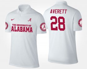 #28 Anthony Averett Name and Number Alabama Crimson Tide Men's White Polo 729887-398