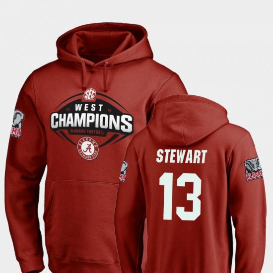 #13 ArDarius Stewart 2018 SEC West Division Champions Alabama Crimson Tide Football Men\'s Crimson Hoodie 319330-763