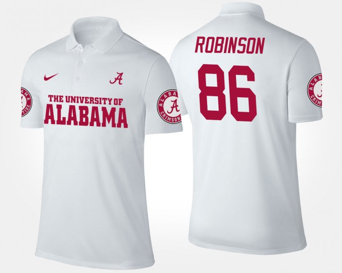 #86 A\'Shawn Robinson Name and Number Bama Mens White Polo 396311-751