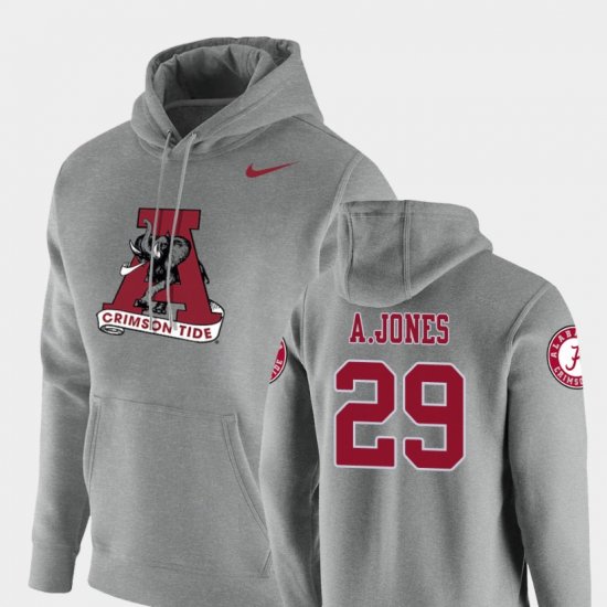#29 Austin Jones Vault Logo Club University of Alabama Pullover Men Heathered Gray Hoodies 982957-127