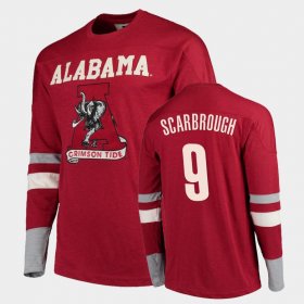 #9 Bo Scarbrough Old School Alabama Crimson Tide Football Long Sleeve Men Crimson T-Shirts 202700-781