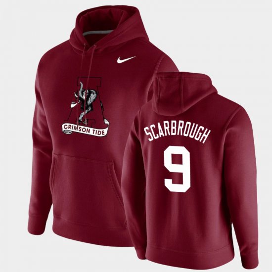#9 Bo Scarbrough Vintage School Logo Alabama Crimson Tide Pullover Mens Crimson Hoodie 851050-395