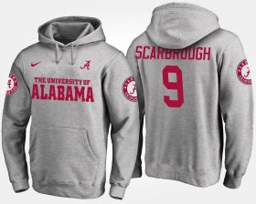 #9 Bo Scarbrough Name and Number Bama Men's Gray Hoodies 422381-970 #9 Bo Scarbrough Name and Number Bama Men's Gray Hoodies 422381-970