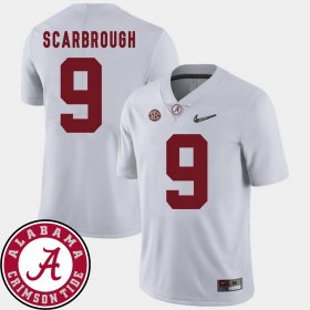#9 Bo Scarbrough College Football Alabama Crimson Tide 2018 SEC Patch Men White Jerseys 565893-511