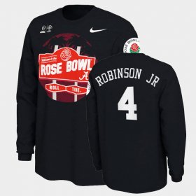 #4 Brian Robinson Jr 2021 Rose Bowl Bama Illustrated Long Sleeve Men Black T-Shirts 326118-441