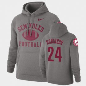 #24 Brian Robinson Jr. Retro Football University of Alabama Pullover Men's Heathered Gray Hoodies 639105-146