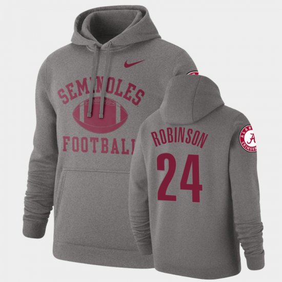 #24 Brian Robinson Jr. Retro Football University of Alabama Pullover Men\'s Heathered Gray Hoodies 639105-146