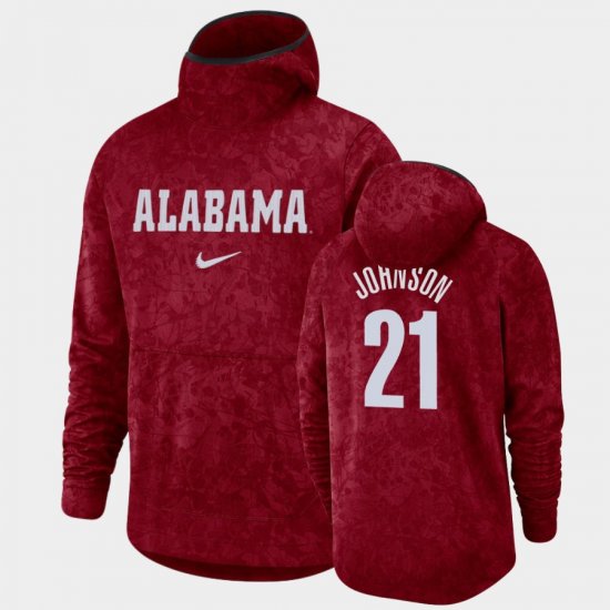 #21 Britton Johnson Basketball Spotlight Alabama Pullover Team Logo Men\'s Crimson Hoodies 952042-671