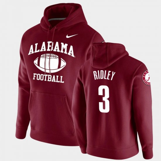 #3 Calvin Ridley Retro Football Alabama Crimson Tide Pullover Men Crimson Hoodie 898461-993