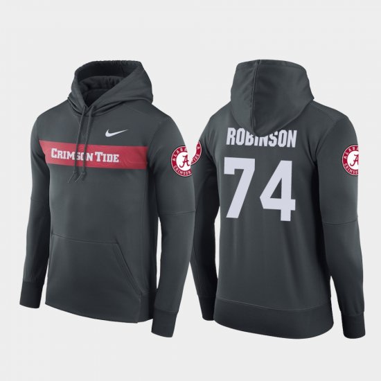 #74 Cam Robinson Sideline Seismic Alabama Football Performance Men\'s Anthracite Hoodie 539732-741