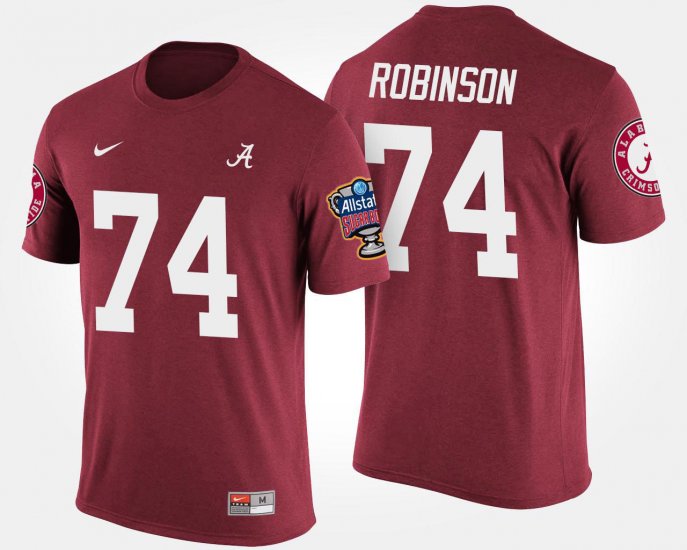 #74 Cam Robinson Bowl Game Bama Sugar Bowl Men Crimson T-Shirts 688348-776