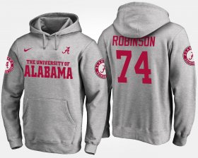 #74 Cam Robinson Name and Number Alabama Mens Gray Hoodie 632362-780