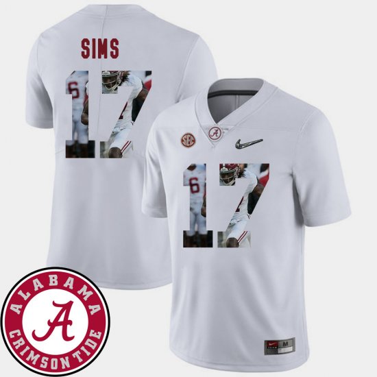 #17 Cam Sims Pictorial Fashion Alabama Crimson Tide Football Men White Jerseys 693353-414