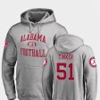 #51 Carson Tinker Neutral Zone Alabama College Football Men's Ash Hoodies 215806-404