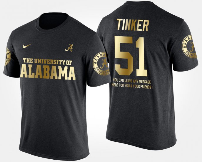 #51 Carson Tinker Gold Limited Bama Short Sleeve With Message Mens Black T-Shirt 255026-934