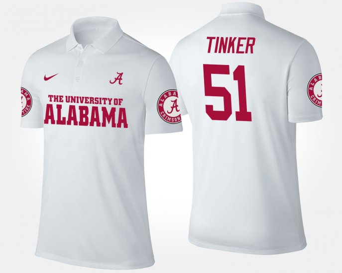 #51 Carson Tinker Name and Number Alabama Men White Polo 403722-698