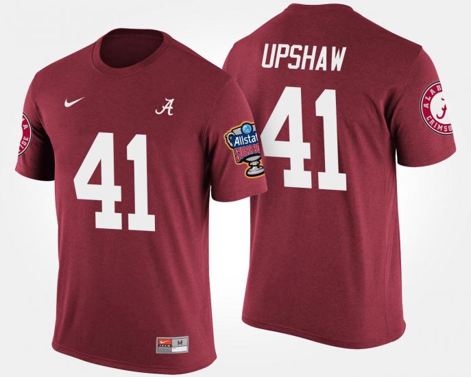 #41 Courtney Upshaw Bowl Game University of Alabama Sugar Bowl Men\'s Crimson T-Shirts 884798-706