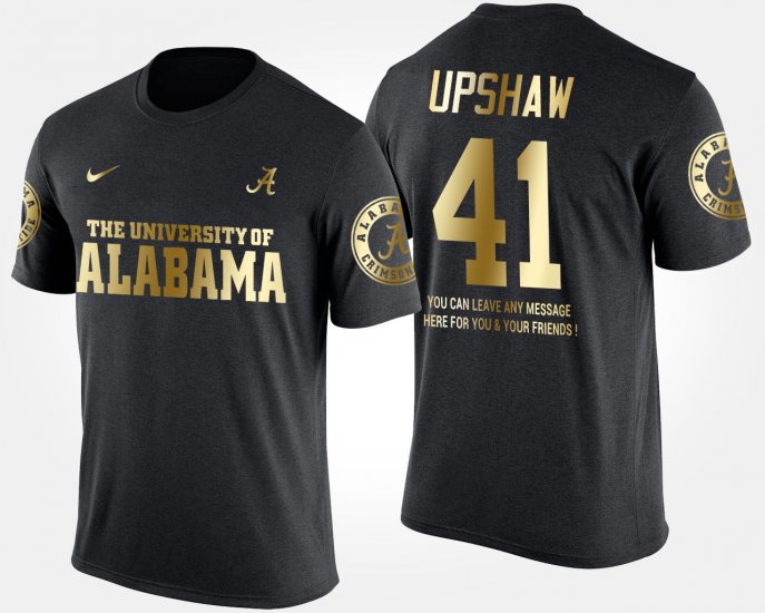 #41 Courtney Upshaw Gold Limited Alabama Crimson Tide Short Sleeve With Message Men\'s Black T-Shirts 434539-940