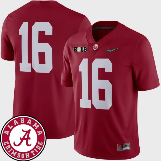 #16 College Football Bama 2018 National Championship Playoff Game Men\'s Crimson Jerseys 570023-403