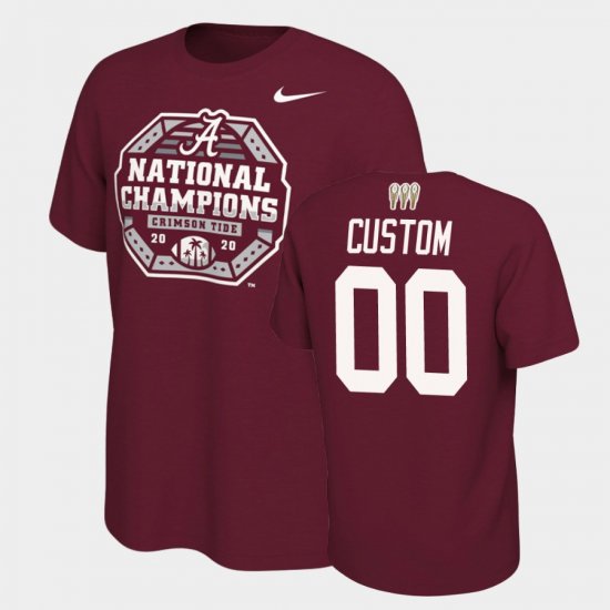 #00 Custom 2020 National Champions University of Alabama 3X CFP Men Crimson T-Shirts 406401-538