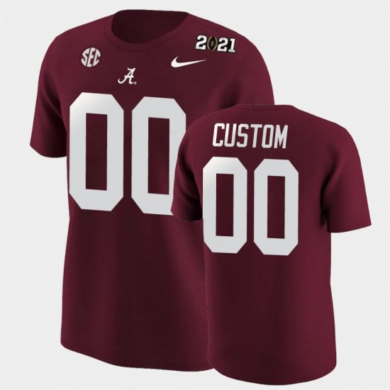 #00 Custom 2020 National Champions Bama Men\'s Crimson T-Shirts 114081-937