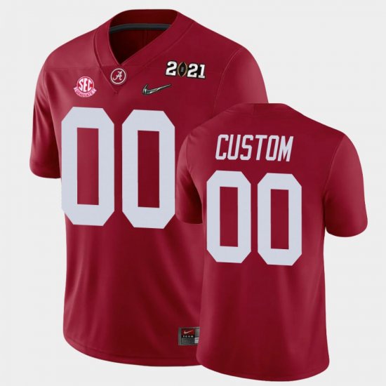 #00 Custom 2021 National Championship University of Alabama Men Crimson Jerseys 813557-357