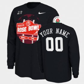 #00 Custom 2021 Rose Bowl Alabama Crimson Tide Illustrated Long Sleeve Men's Black T-Shirts 556427-653