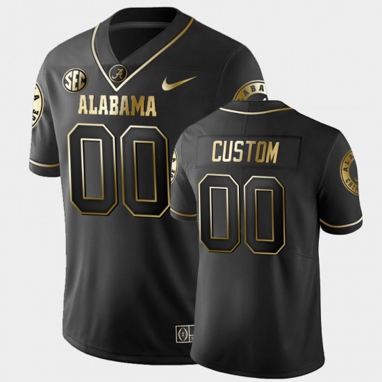 #00 Custom College Football Bama Golden Edition Limited Men Black Jerseys 146329-348