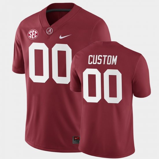 #00 Custom College Football Alabama Crimson Tide Home Game Men Crimson Jersey 949146-704
