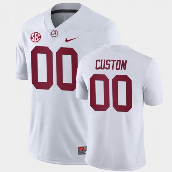#00 Custom College Football University of Alabama Away Game Mens White Jersey 280969-801