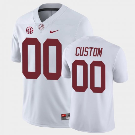 #00 Custom Game Bama College Football Men\'s White Jerseys 192689-467