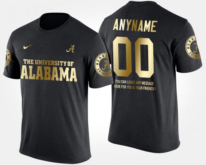 #00 Custom Gold Limited University of Alabama Short Sleeve With Message Men\'s Black T-Shirt 542896-474
