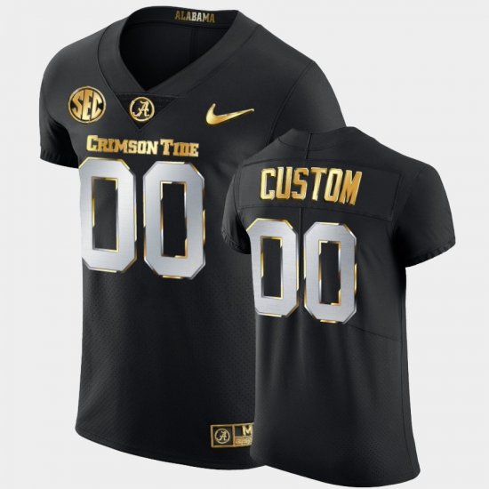 #00 Custom Golden Edition University of Alabama 2020-21 Authentic Mens Black Jerseys 664772-943