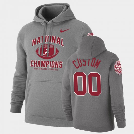 #00 Custom 2020 National Champions Bama Retro Pullover Men\'s Heathered Gray Hoodie 908651-664