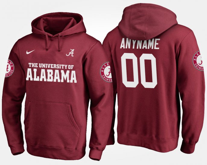 #00 Custom Name and Number Alabama Men\'s Crimson Hoodie 703992-495