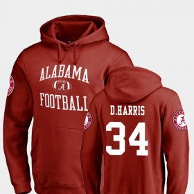 #34 Damien Harris Neutral Zone Alabama Crimson Tide College Football Mens Crimson Hoodie 439404-239