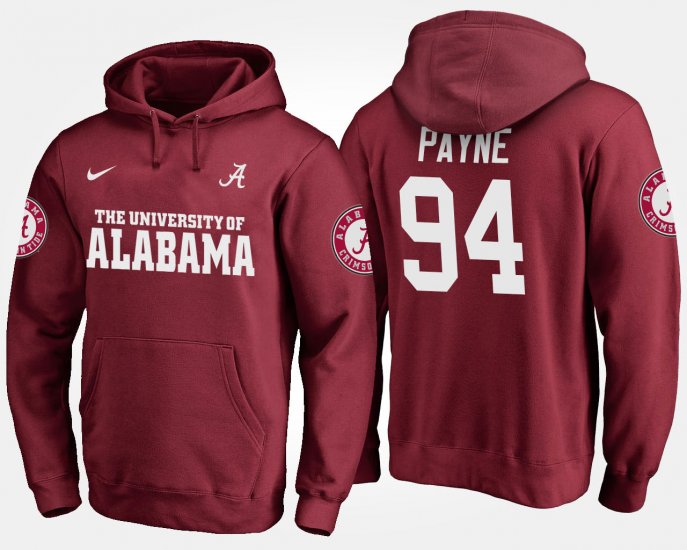 #94 Da\'Ron Payne Name and Number Alabama Crimson Tide Men\'s Crimson Hoodie 625905-905