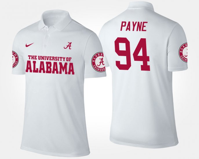 #94 Da\'Ron Payne Name and Number Bama Men\'s White Polo 672430-750