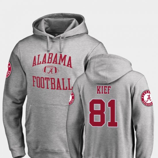 #81 Derek Kief Neutral Zone Alabama College Football Men\'s Ash Hoodie 890216-197